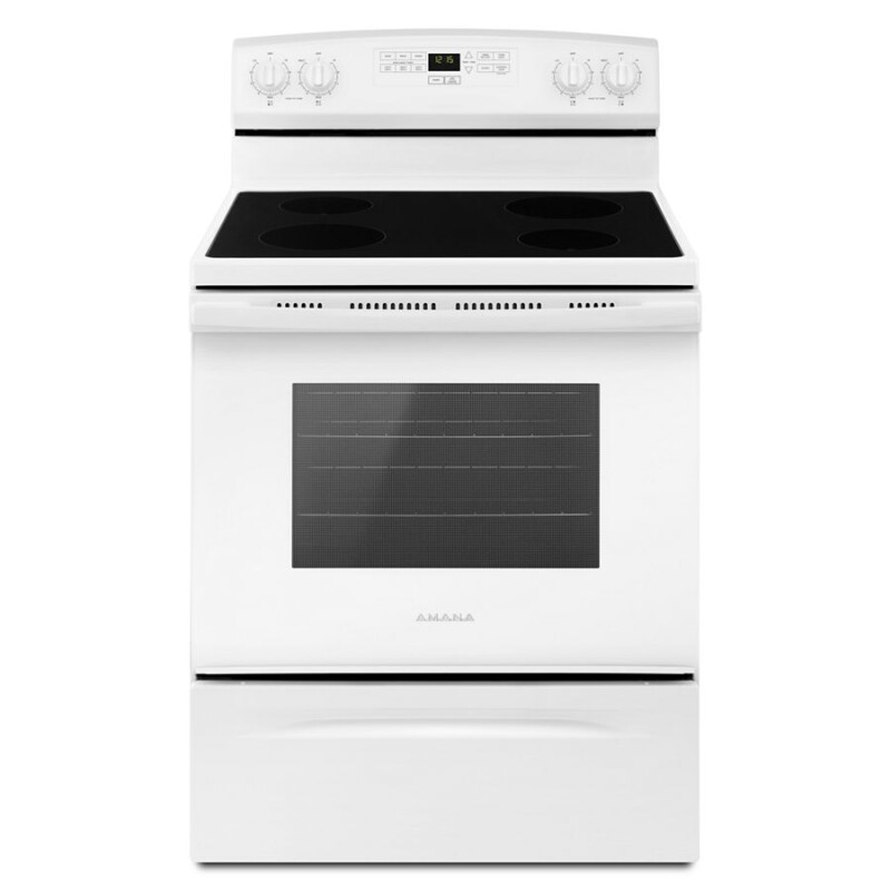 Amana 30-inch  Electric Range with Extra-Large Oven Window White AER6303MFW Picture 1
