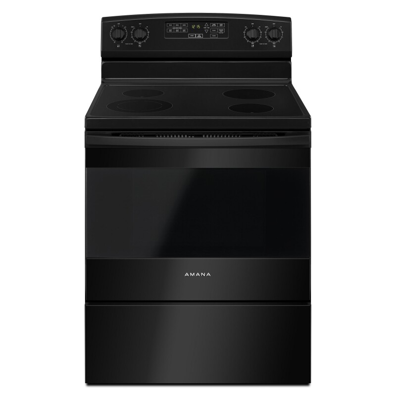 Amana 30-inch  Electric Range with Extra-Large Oven Window Black AER6603SFB Picture 1