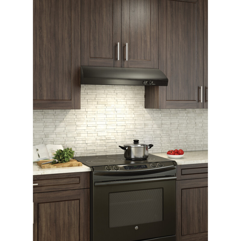 NuTone 30-Inch 4-Way Convertible Under-Cabinet Range Hood, 270 Max Blower CFM AR130BL