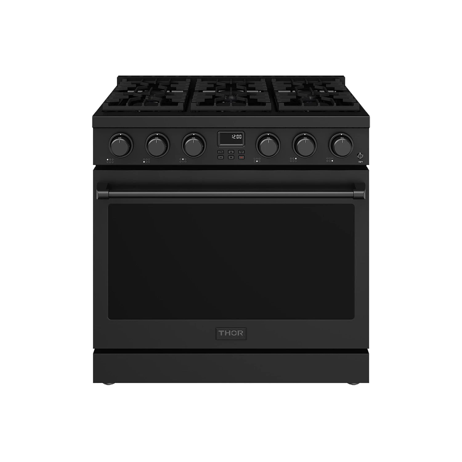 36 Inch Gas Range In Matte Black Contemporary Professional ARG36B