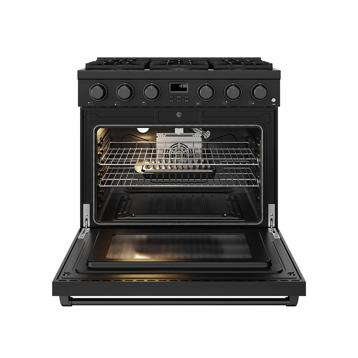 36 Inch Gas Range In Matte Black Contemporary Professional ARG36B