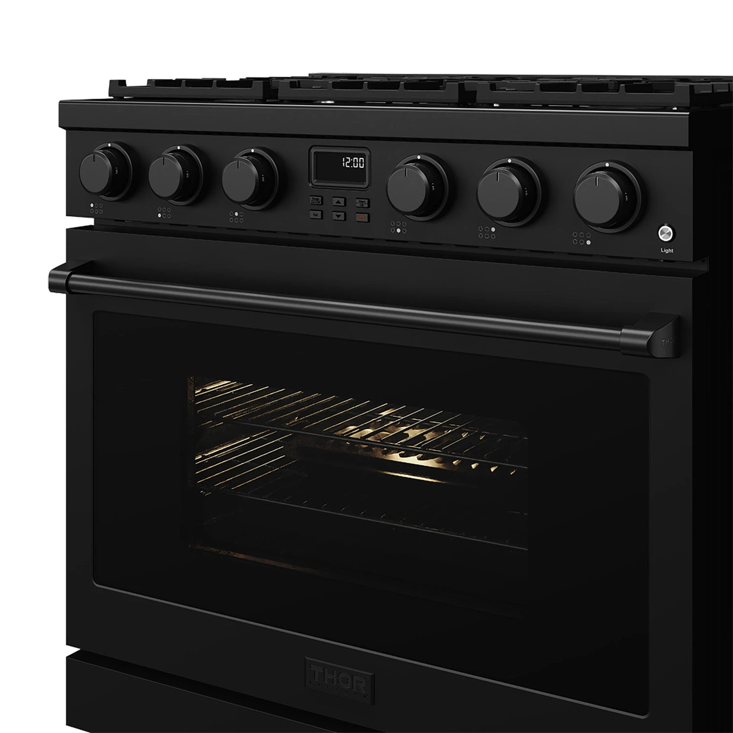 36 Inch Gas Range In Matte Black Contemporary Professional ARG36B