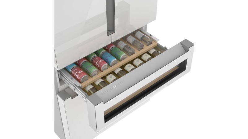 800 Series French Door Bottom Mount Refrigerator, Glass door 36'', Total No Frost B36CL81ENW