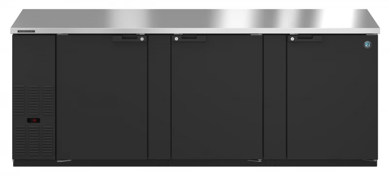 Hoshizaki Refrigerator, Three Section, Black Vinyl Back Bar Back Bar, Solid DoorsTitle Black Stainless Steel BB95 Picture 1