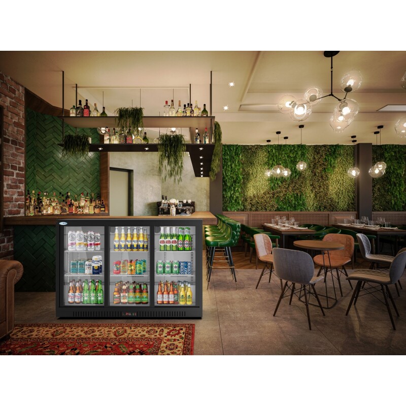 53 in. Three-Door Back Bar Refrigerator - 11.3 Cu Ft BC3DSLBK