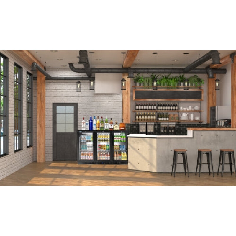 53 in. Three-Door Back Bar Refrigerator - 11 Cu Ft BC3DSWBK