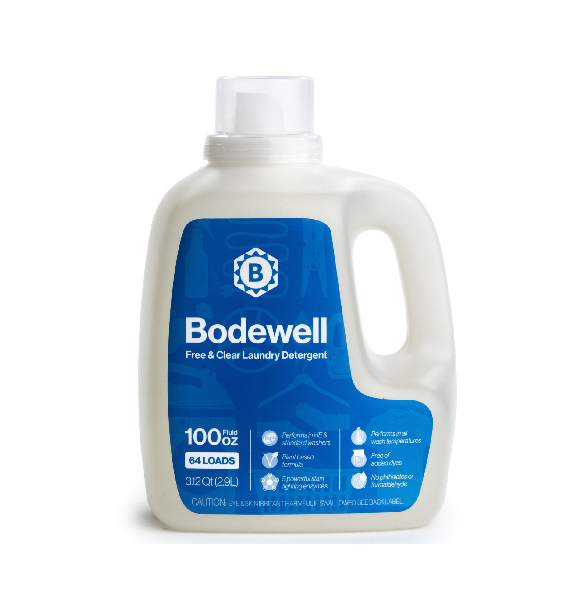 Bodewell Free & Clear Liquid Laundry Detergent, 100 oz - 64 Loads BCDH100BLNUA