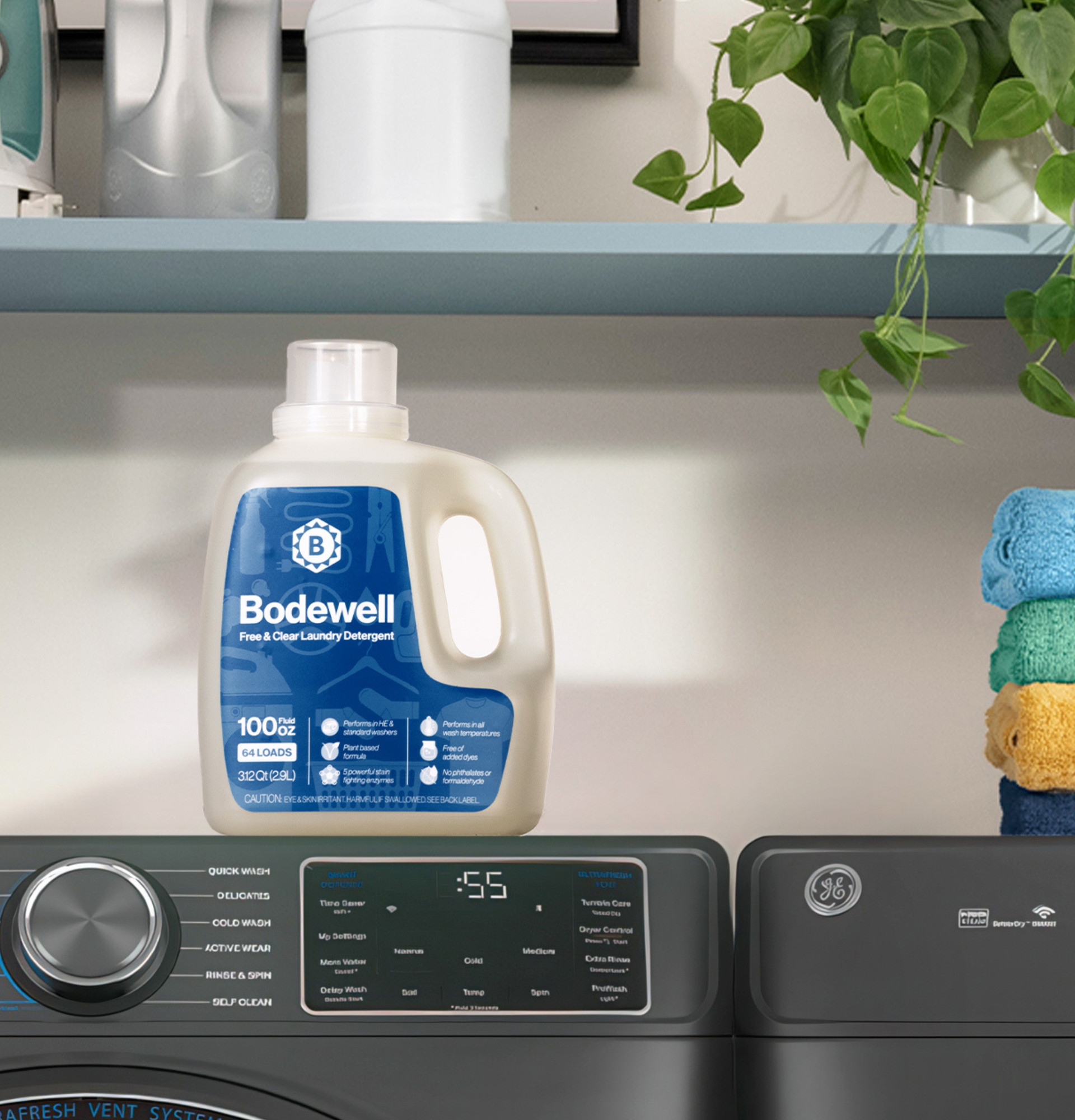 Bodewell Free & Clear Liquid Laundry Detergent, 100 oz - 64 Loads BCDH100BLNUA