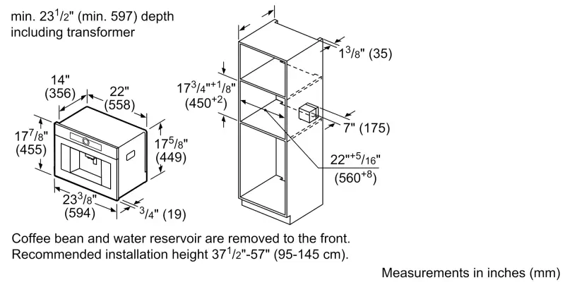 800 Series Built-in Coffee Machine, Removable Water Tank BCM8450UC