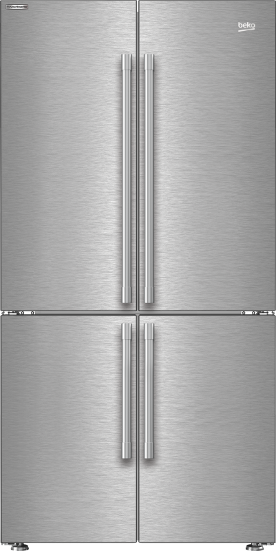 36" French Four-Door Stainless Steel Refrigerator with auto Ice Maker, Water Dispenser BFFD3626SS