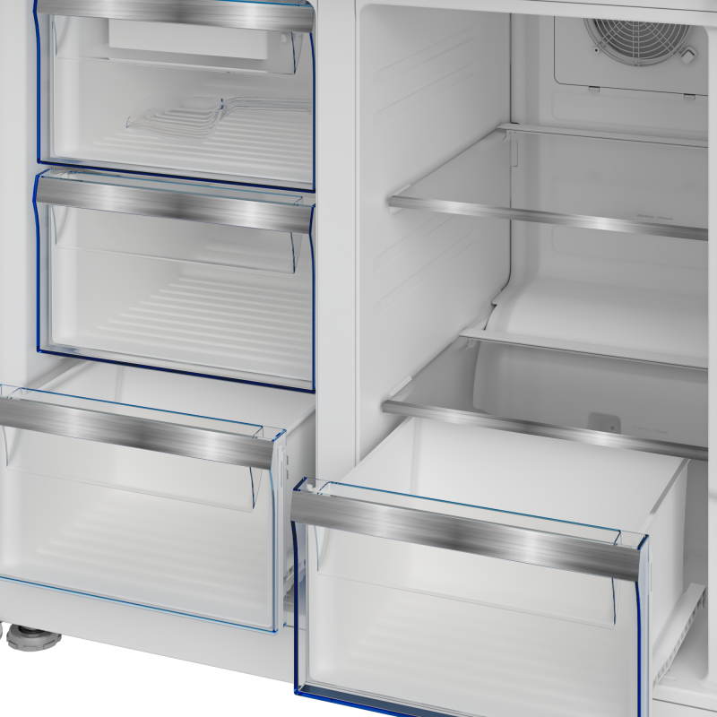 36" French Four-Door Stainless Steel Refrigerator with auto Ice Maker, Water Dispenser BFFD3626SS