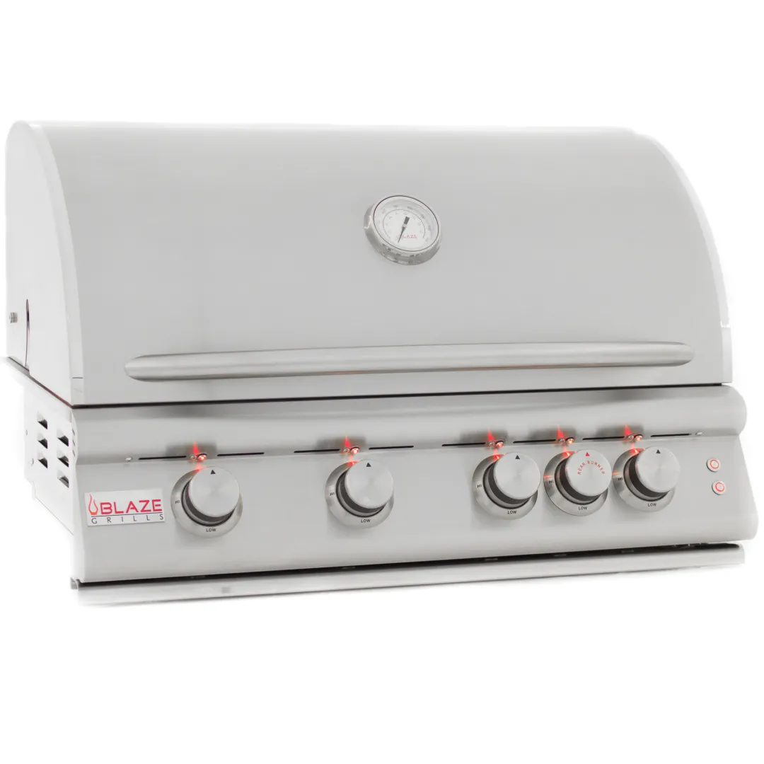 32-Inch 4-Burner LTE Gas Grill with Rear Burner and Built-in Lighting System BLZ4LTE2LP