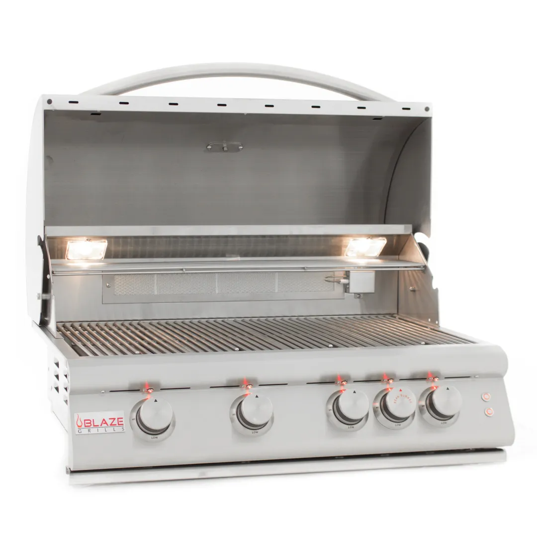32-Inch 4-Burner LTE Gas Grill with Rear Burner and Built-in Lighting System BLZ4LTE2LP