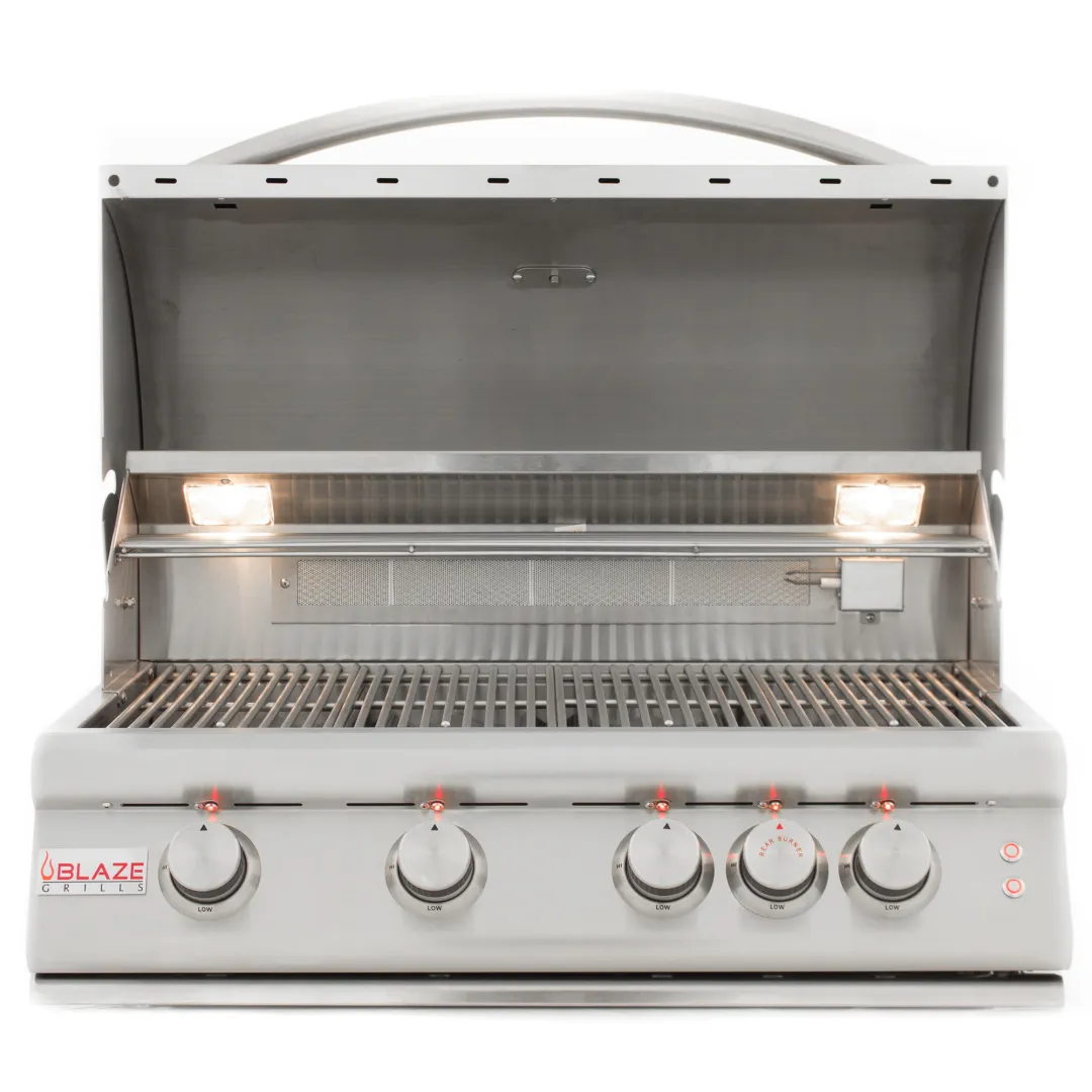 32-Inch 4-Burner LTE Gas Grill with Rear Burner and Built-in Lighting System BLZ4LTE2NG