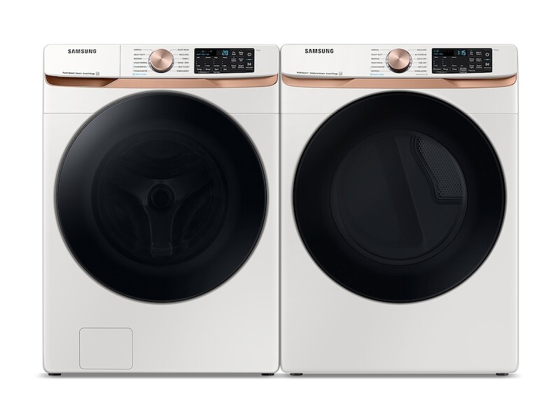 Extra Large Capacity Smart Front Load Washer and Electric Dryer Set with Super Speed Wash, Steam Sanitize+, and Sensor Dry in Ivory BNDL1668783209249