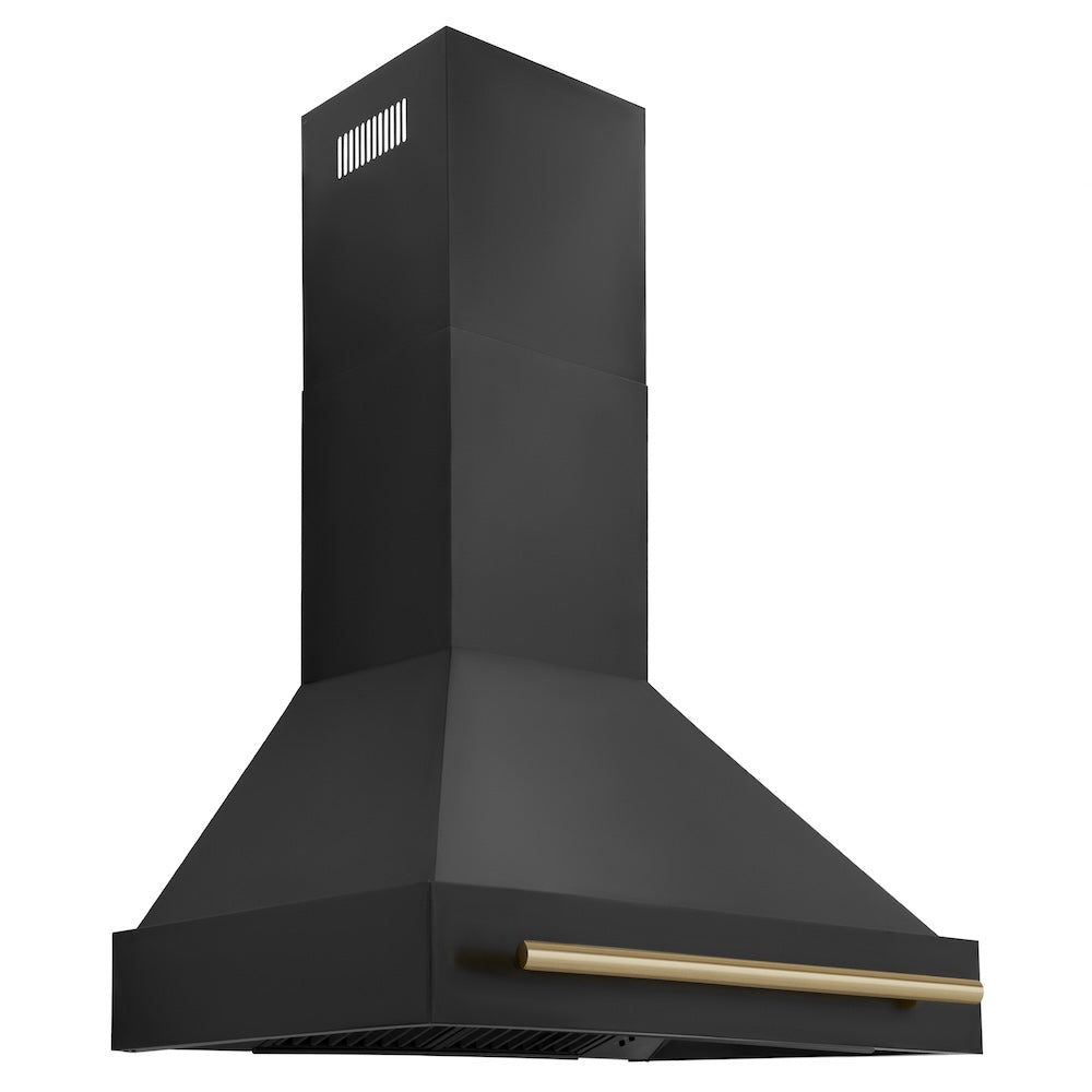 30"Black Stainless Steel Range Hood with Champagne Bronze Handle BS655Z30CB