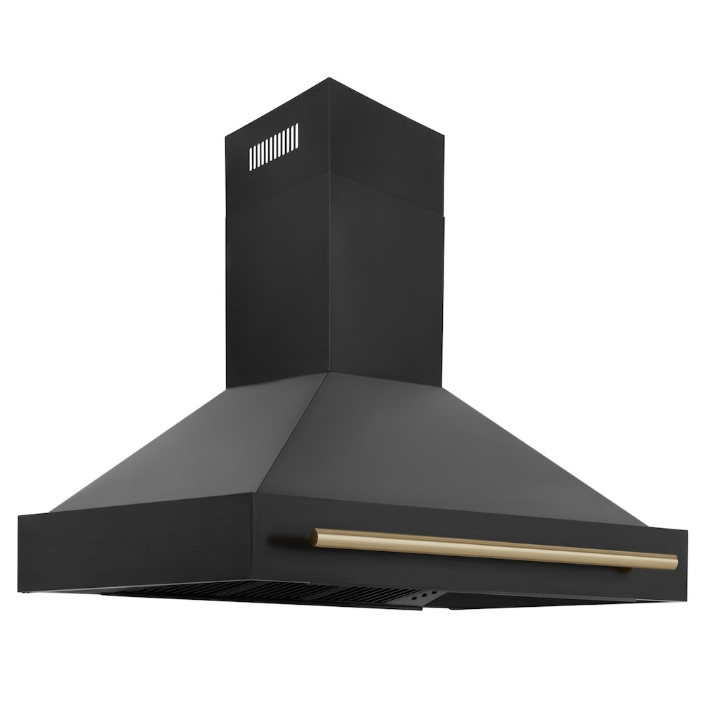 48 in. Range Hood Black in Stainless Steel with Champagne Bronze Handle BS655Z48CB