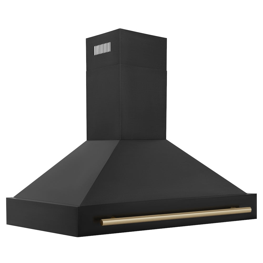 48 in. Range Hood Black in Stainless Steel with Champagne Bronze Handle BS655Z48CB