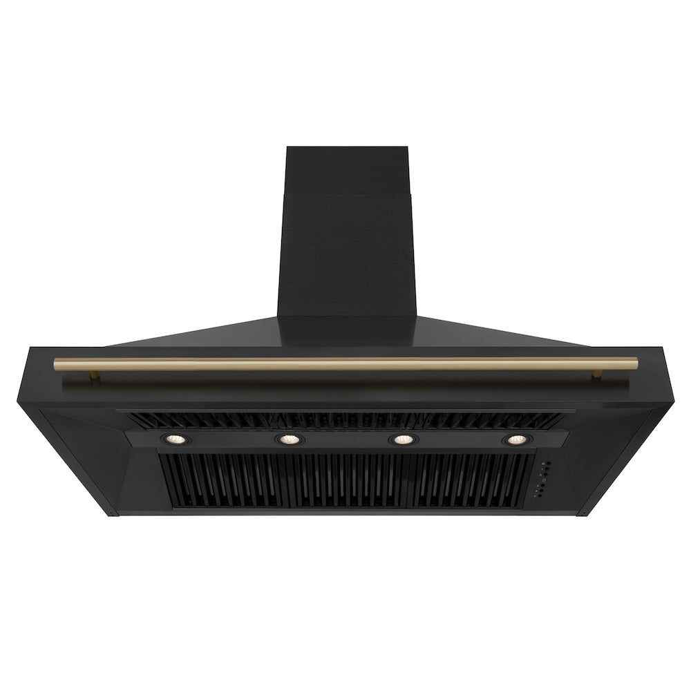 48 in. Range Hood Black in Stainless Steel with Champagne Bronze Handle BS655Z48CB