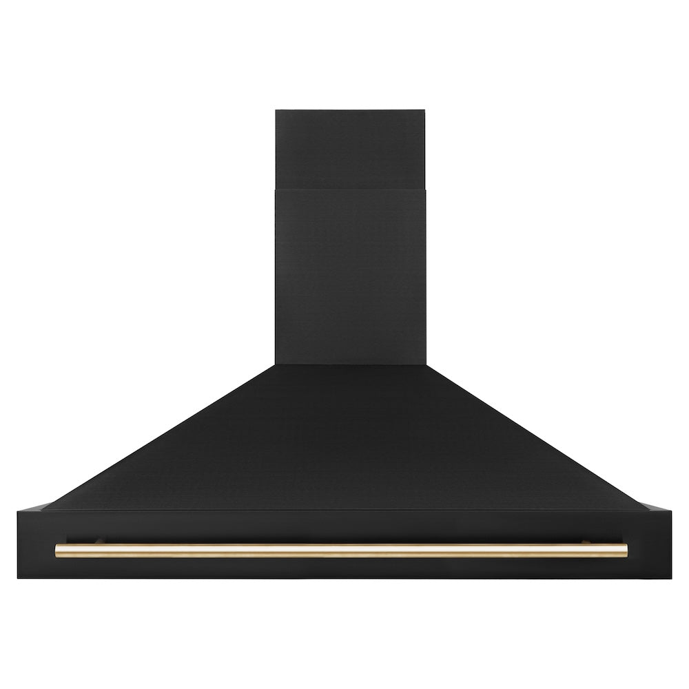 48"Black Stainless Steel Range Hood with Polished Polished Gold Handle BS655Z48G