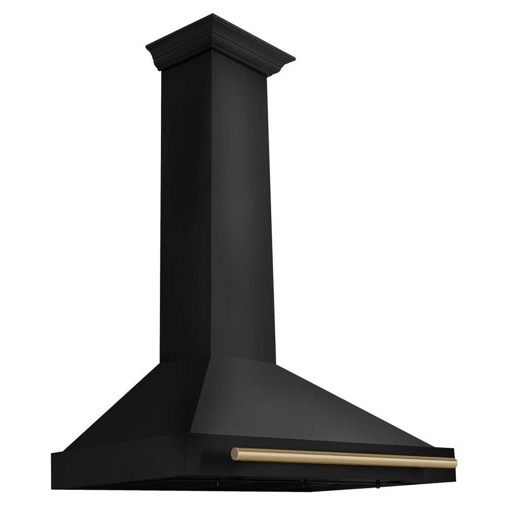 Autograph Edition 36 in. Black Stainless Steel Wall Mount Range Hood With Champagne Bronze Handle BSKB4Z36CB