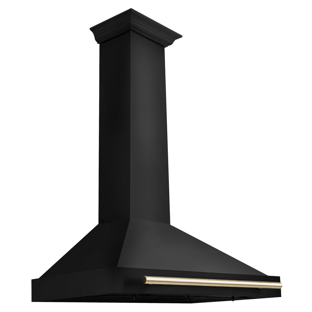 Autograph Edition 36 in. Black Stainless Steel Wall Mount Range Hood With Polished Gold Handle BSKB4Z36G