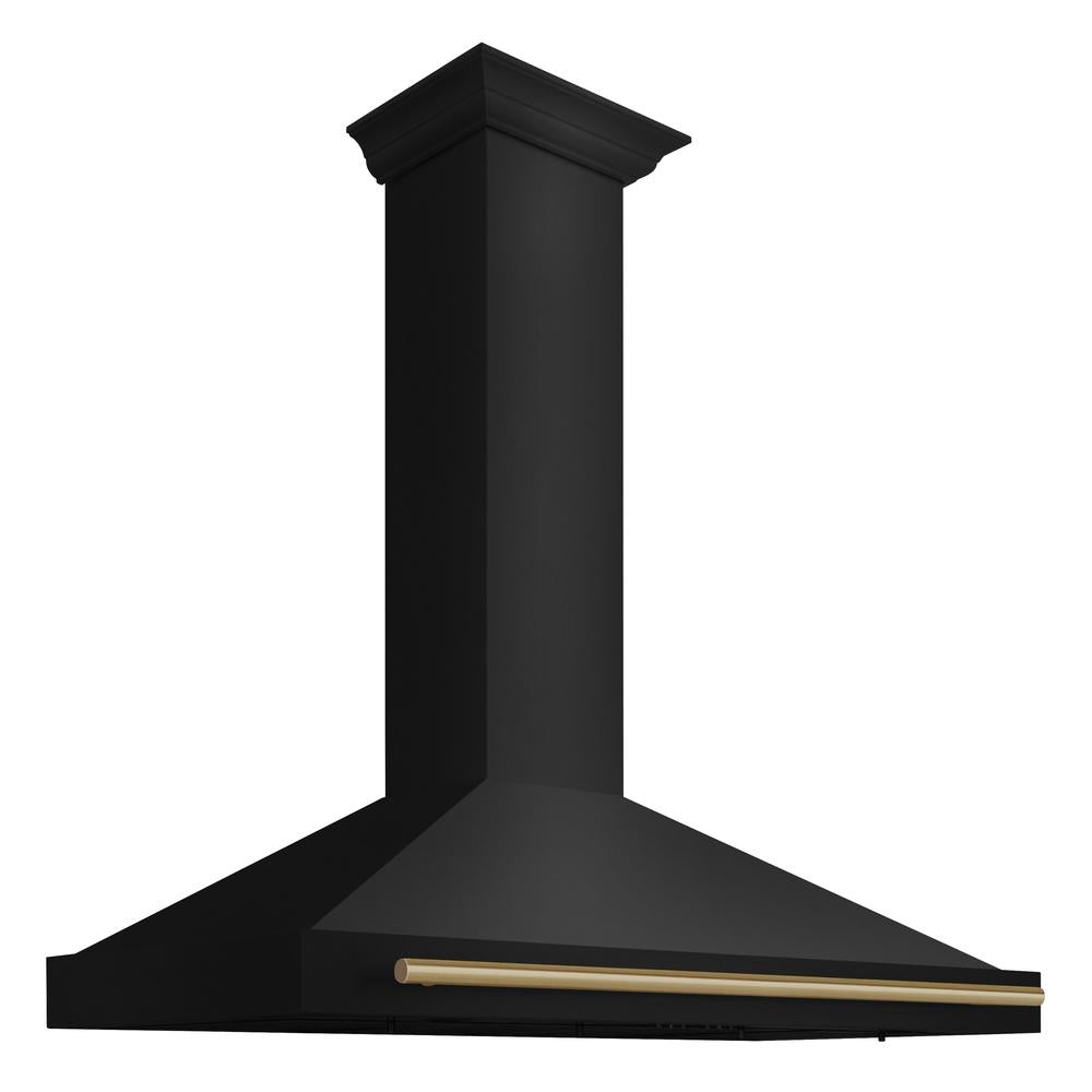 Autograph Edition 48 in. Black Stainless Steel Wall Mount Range Hood With Champagne Bronze Handle BSKB4Z48CB