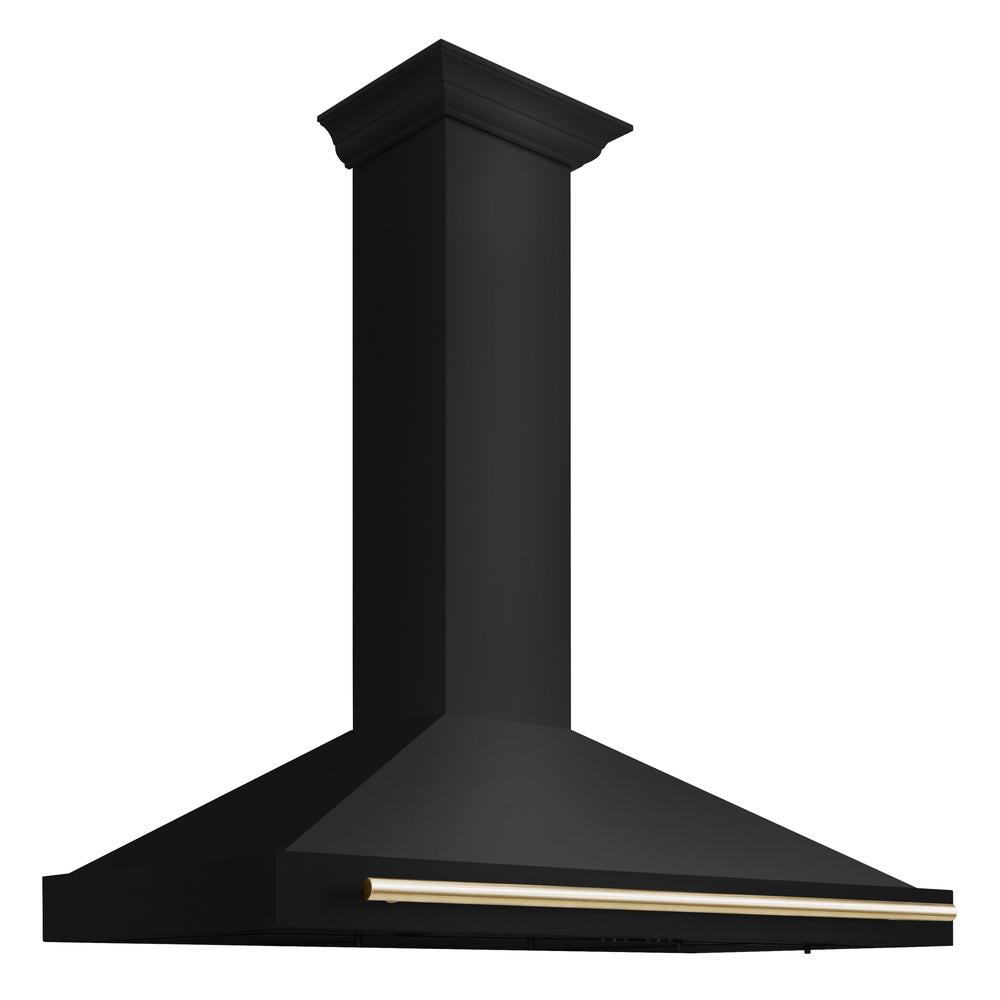 Autograph Edition 48 in. Black Stainless Steel Wall Mount Range Hood With Polished Gold Handle BSKB4Z48G