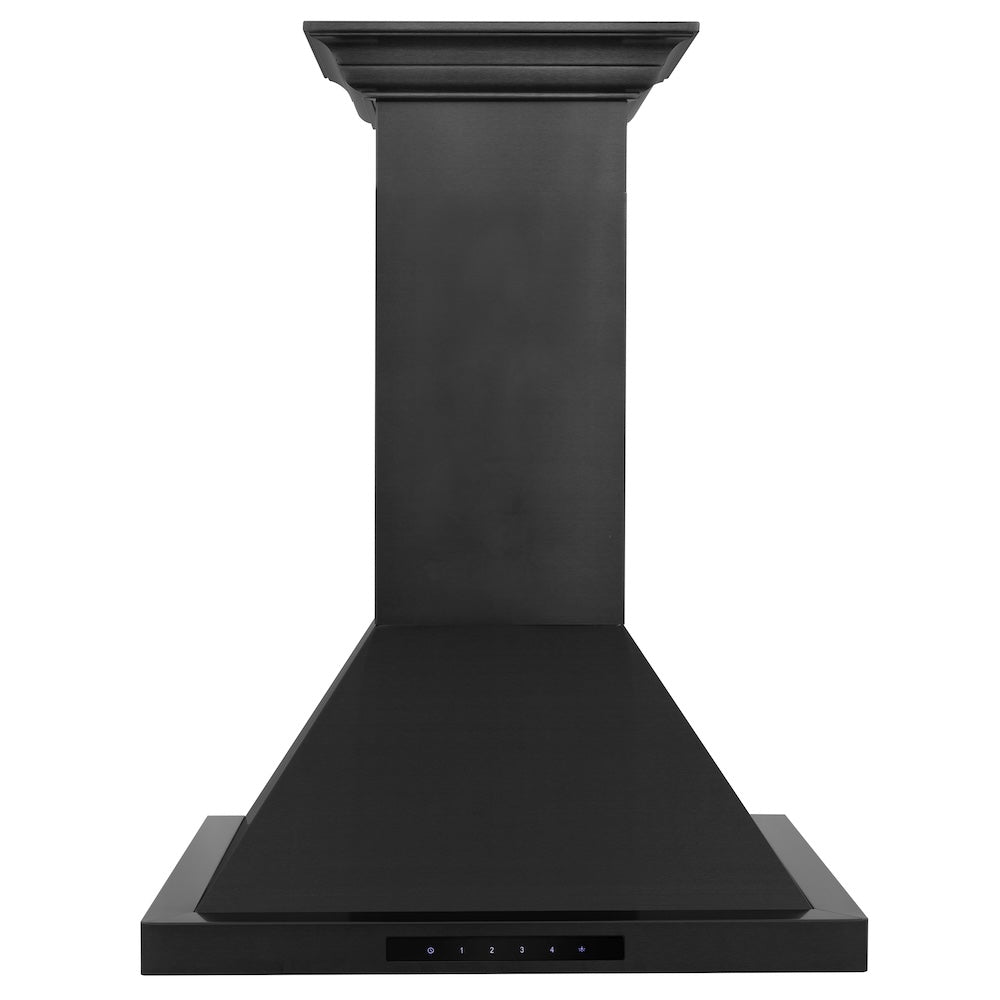 24"Convertible Vent Wall Mount Range Hood in Black Stainless Steel with Crown Molding BSKBNCRN24