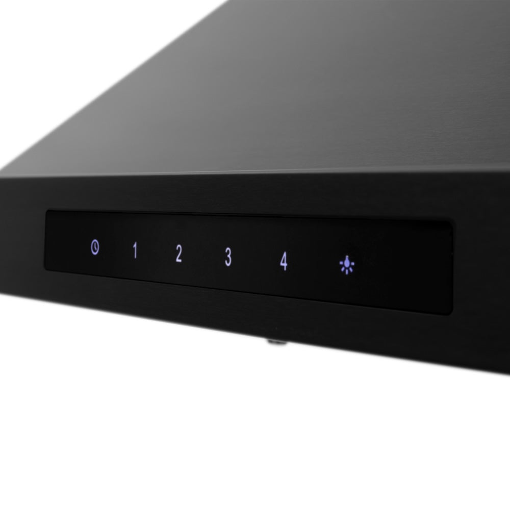 24"Convertible Vent Wall Mount Range Hood in Black Stainless Steel with Crown Molding BSKBNCRN24