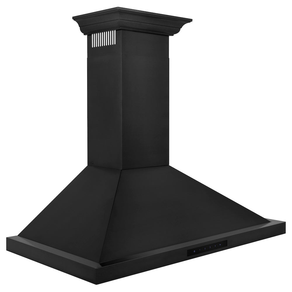 30 In. Convertible Vent Wall Mount Range Hood In Black Stainless Steel With Crown Molding BSKBNCRN30