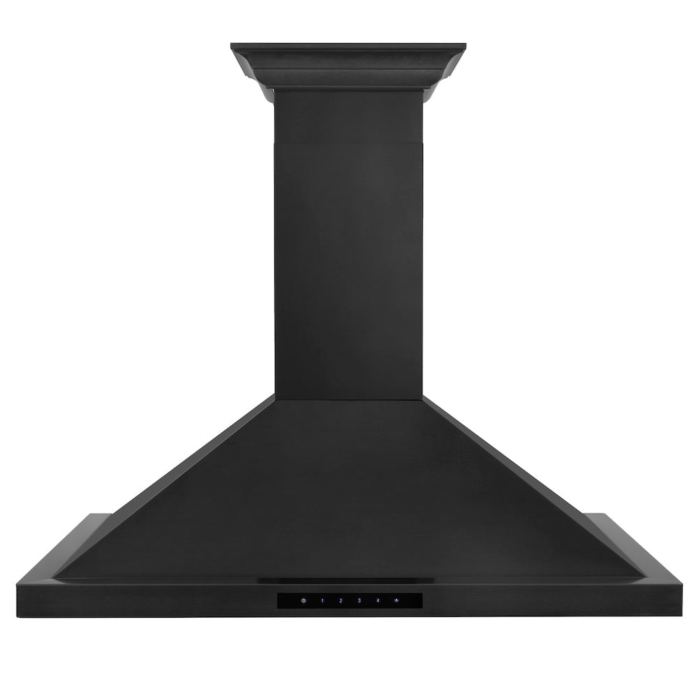 30 In. Convertible Vent Wall Mount Range Hood In Black Stainless Steel With Crown Molding BSKBNCRN30