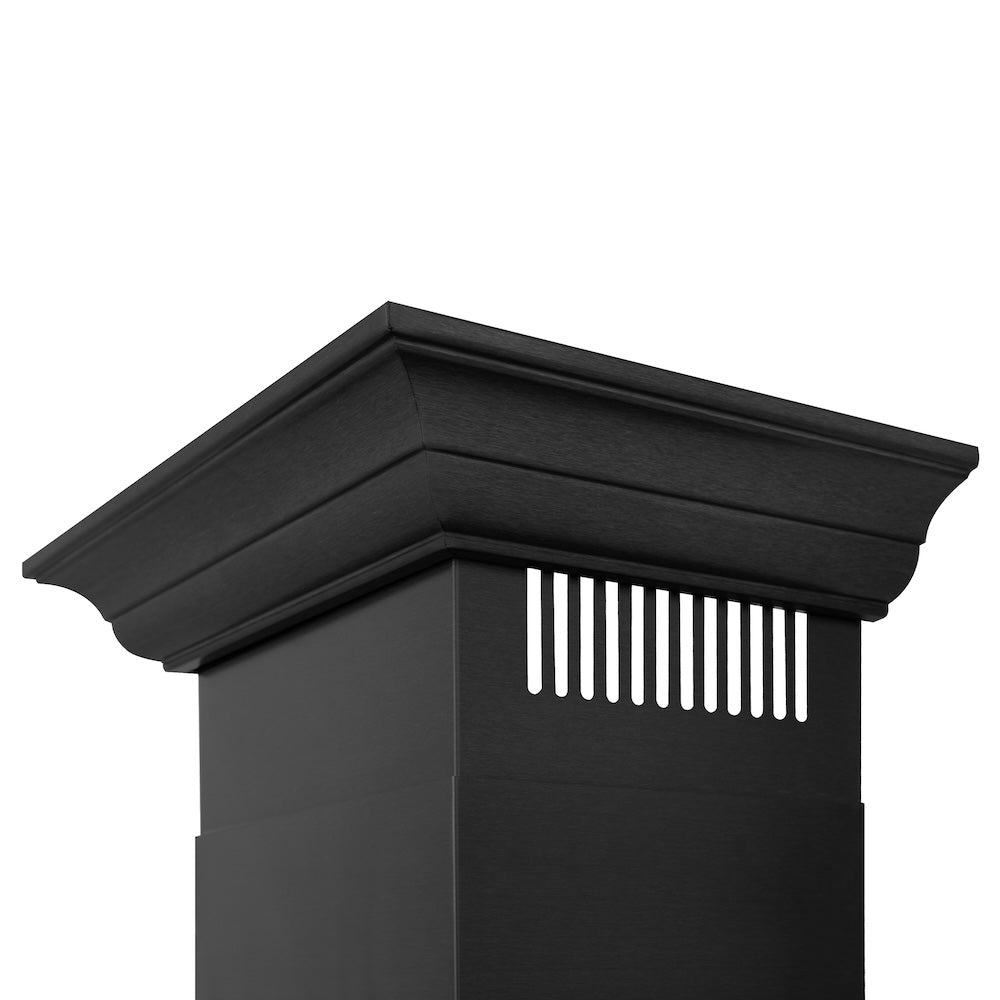 30 In. Convertible Vent Wall Mount Range Hood In Black Stainless Steel With Crown Molding BSKBNCRN30