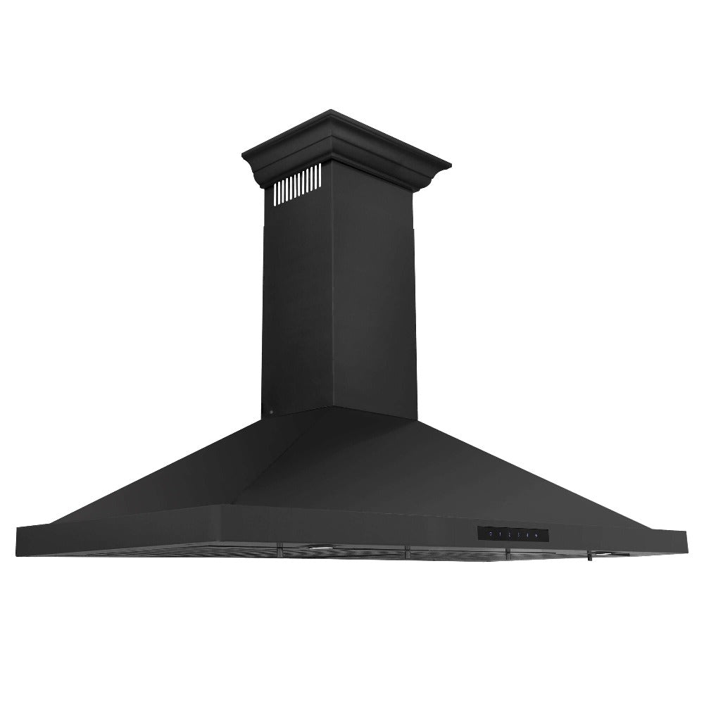 42"Convertible Vent Wall Mount Range Hood in Black Stainless Steel with Crown Molding BSKBNCRN42