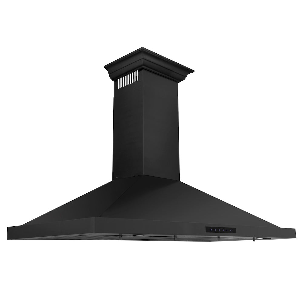 48"Convertible Vent Wall Mount Range Hood in Black Stainless Steel with Crown Molding BSKBNCRN48