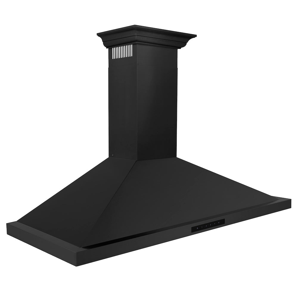 48"Convertible Vent Wall Mount Range Hood in Black Stainless Steel with Crown Molding BSKBNCRN48