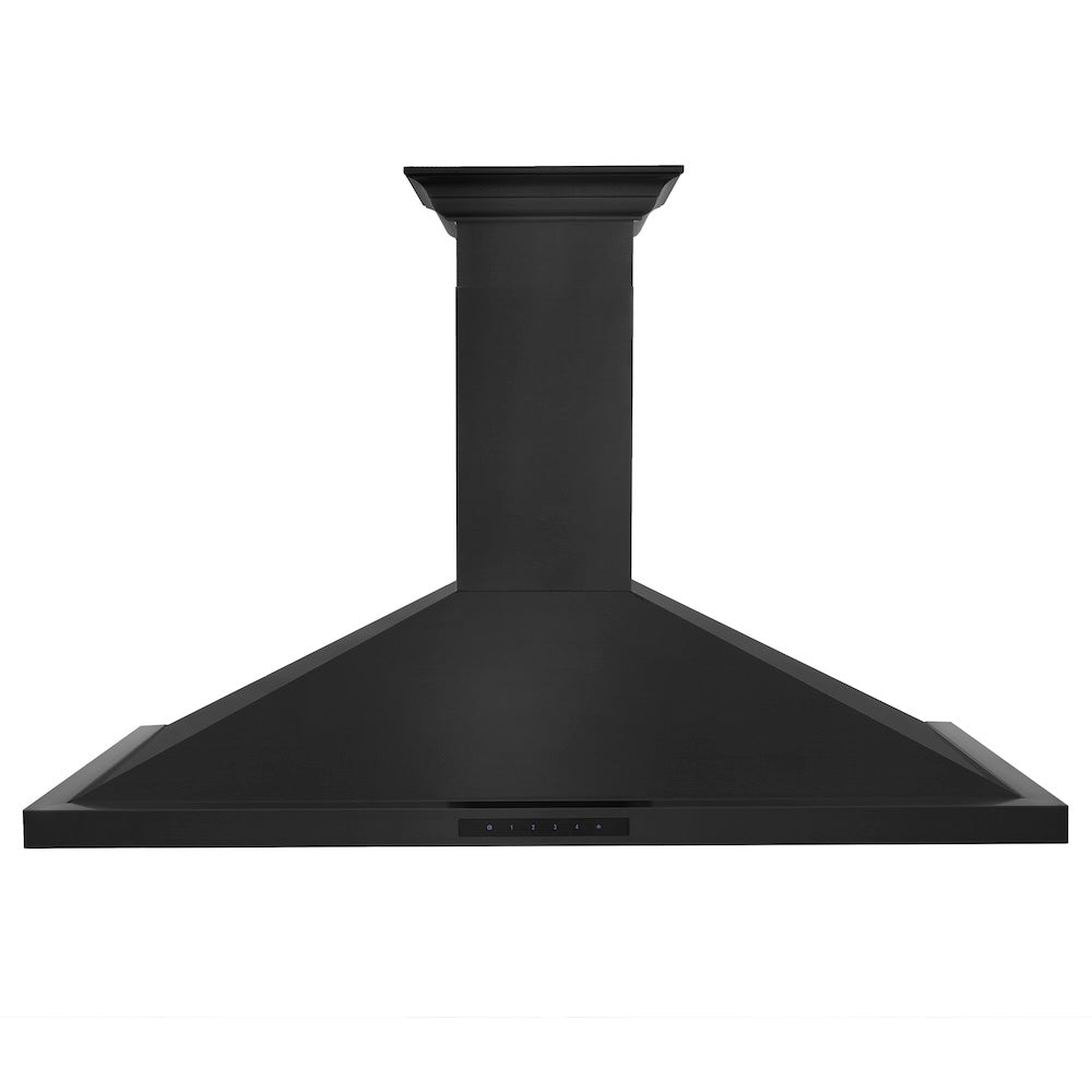 48"Convertible Vent Wall Mount Range Hood in Black Stainless Steel with Crown Molding BSKBNCRN48