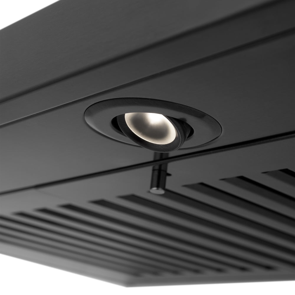 48"Convertible Vent Wall Mount Range Hood in Black Stainless Steel with Crown Molding BSKBNCRN48