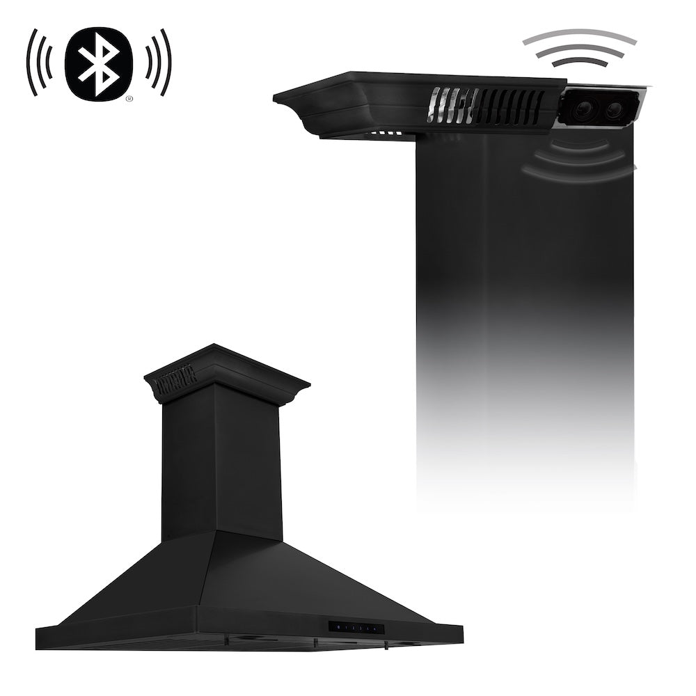 Wall Mount Range Hood with Built-in CrownSound® Bluetooth Speakers (BSKBNCRN-BT) - 36 Inch BSKBNCRNBT36