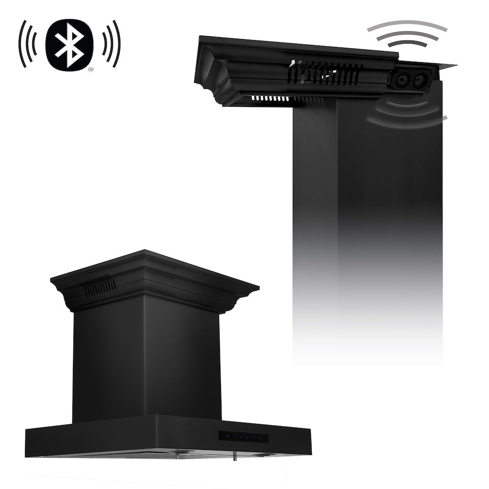 Wall Mount Range Hood with Built-in CrownSound® Bluetooth Speakers (BSKENCRN-BT) - 24 Inch BSKENCRNBT24