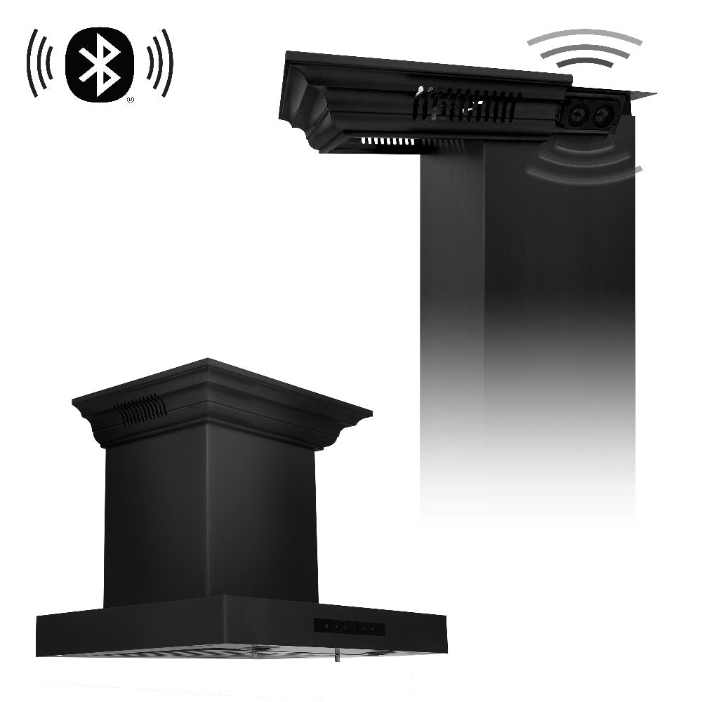 Wall Mount Range Hood with Built-in CrownSound® Bluetooth Speakers (BSKENCRN-BT) - 30 Inch BSKENCRNBT30