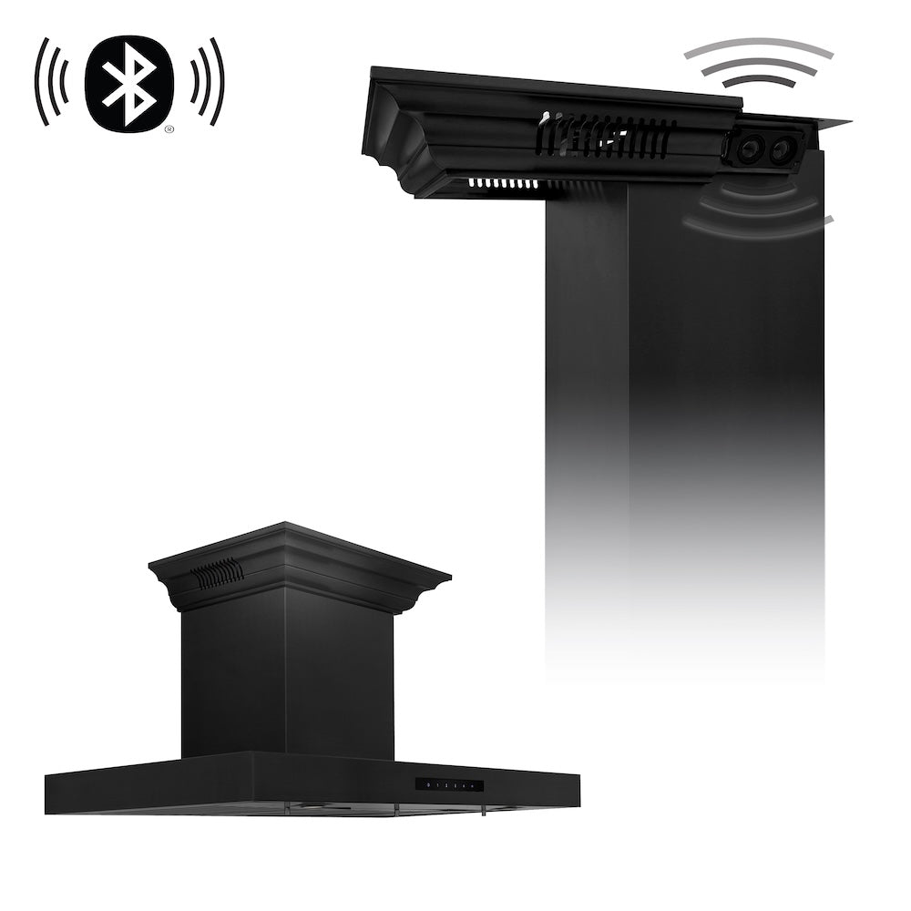 Wall Mount Range Hood with Built-in CrownSound® Bluetooth Speakers (BSKENCRN-BT) - 36 Inch BSKENCRNBT36