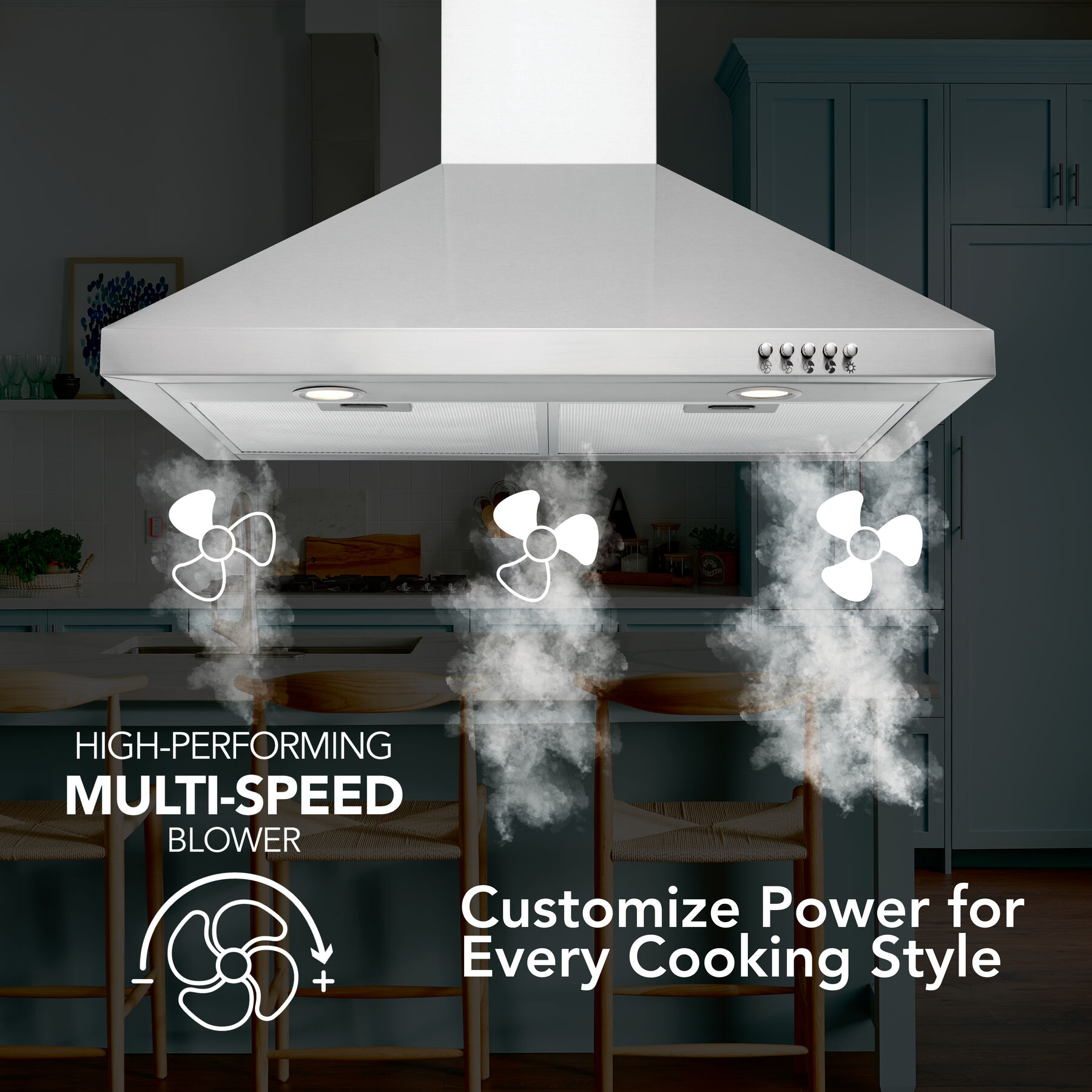 30-Inch Convertible European Style Wall-Mounted Chimney Range Hood, 380 MAX Blower CFM LED Light BW5030SSL