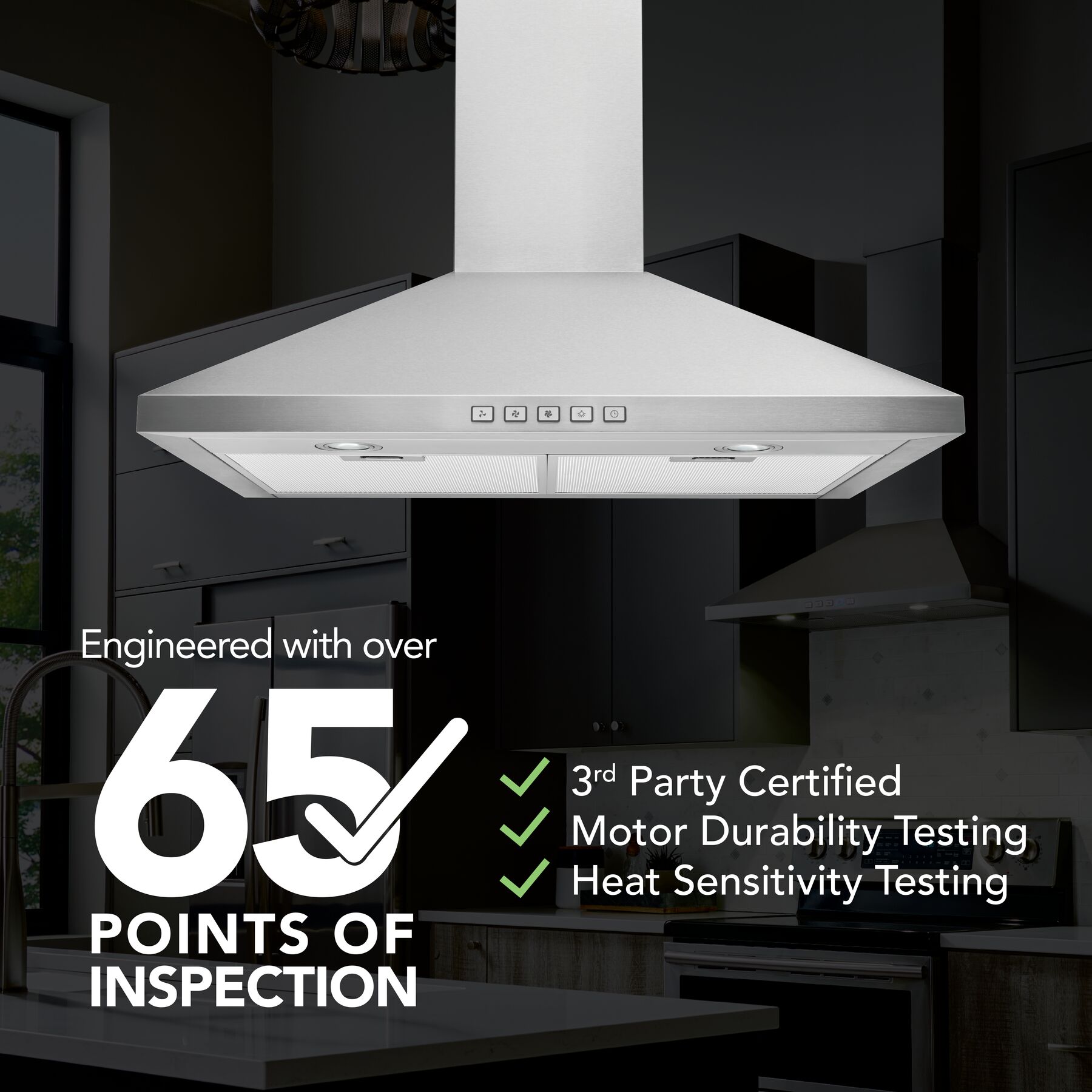 24-Inch Convertible Wall-Mount Pyramidal Chimney Range Hood, 450 Max CFM BWP1244SS