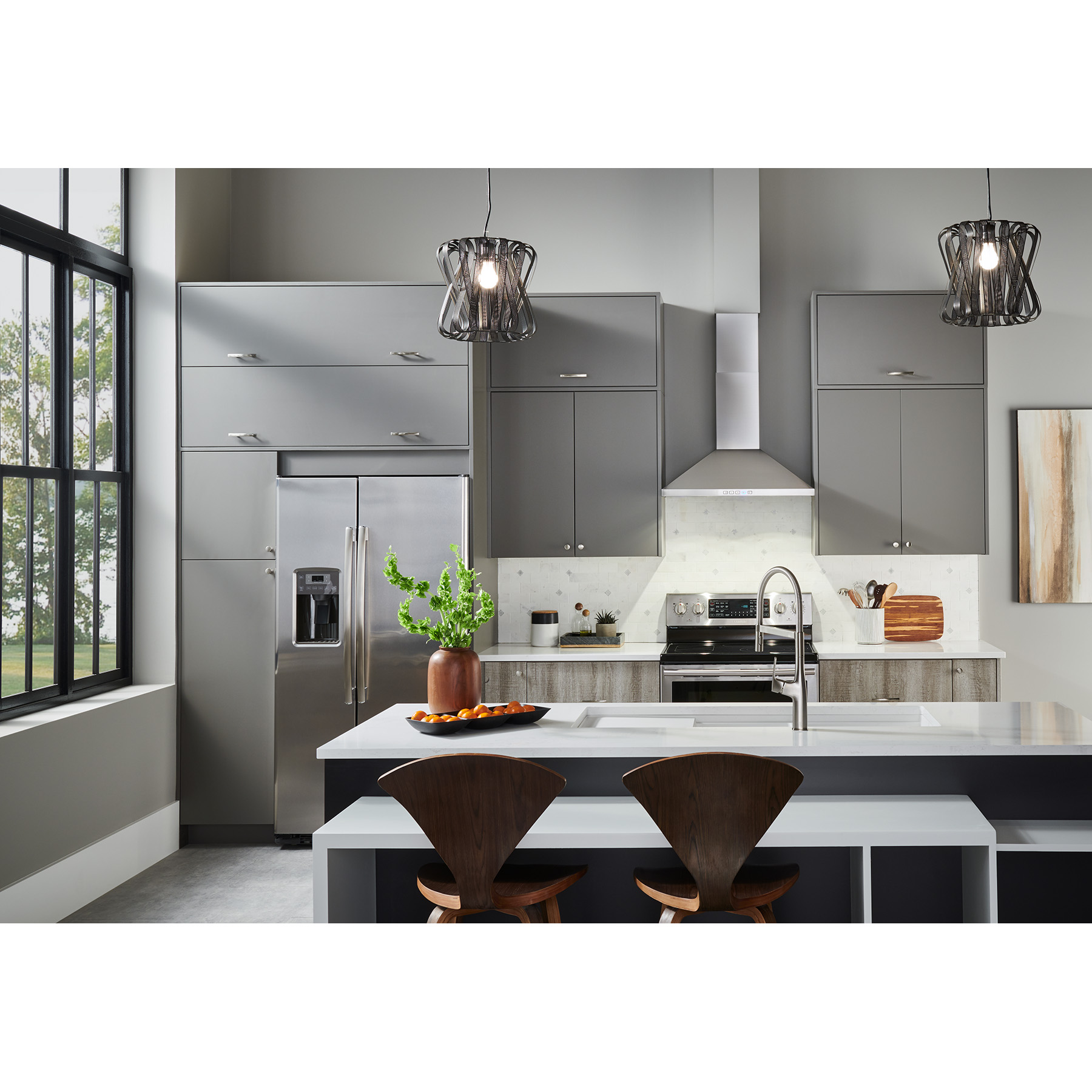 24-Inch Convertible Wall-Mount Pyramidal Chimney Range Hood, 450 Max CFM BWP1244SS