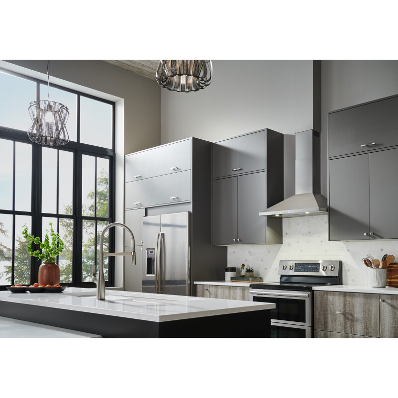 30-Inch Convertible Wall-Mount Pyramidal Chimney Range Hood, 450 Max CFM BWP1304SS