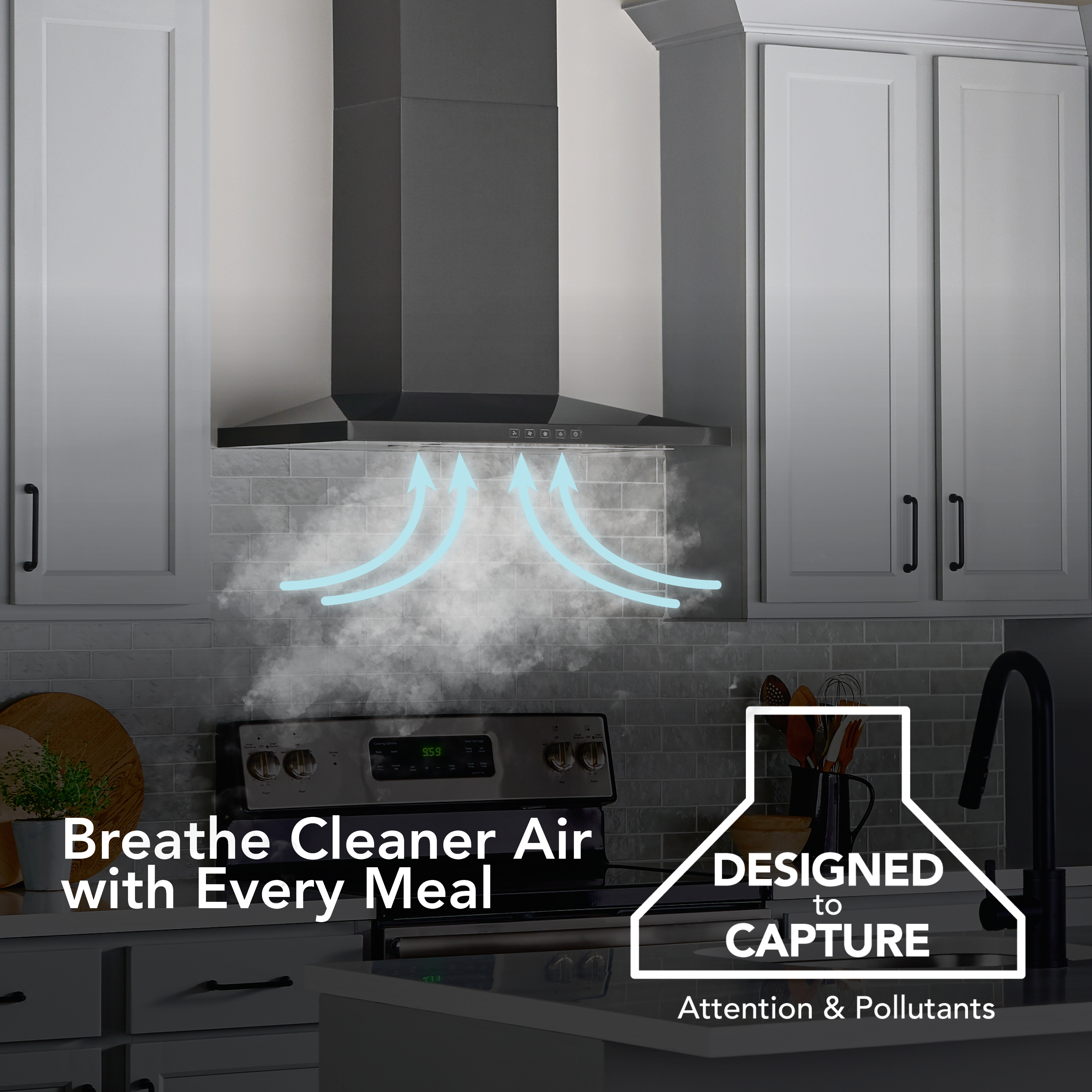 30-Inch Convertible Wall-Mount Low Profile Pyramidal Chimney Range Hood, 450 Max CFM BWS1304BLS