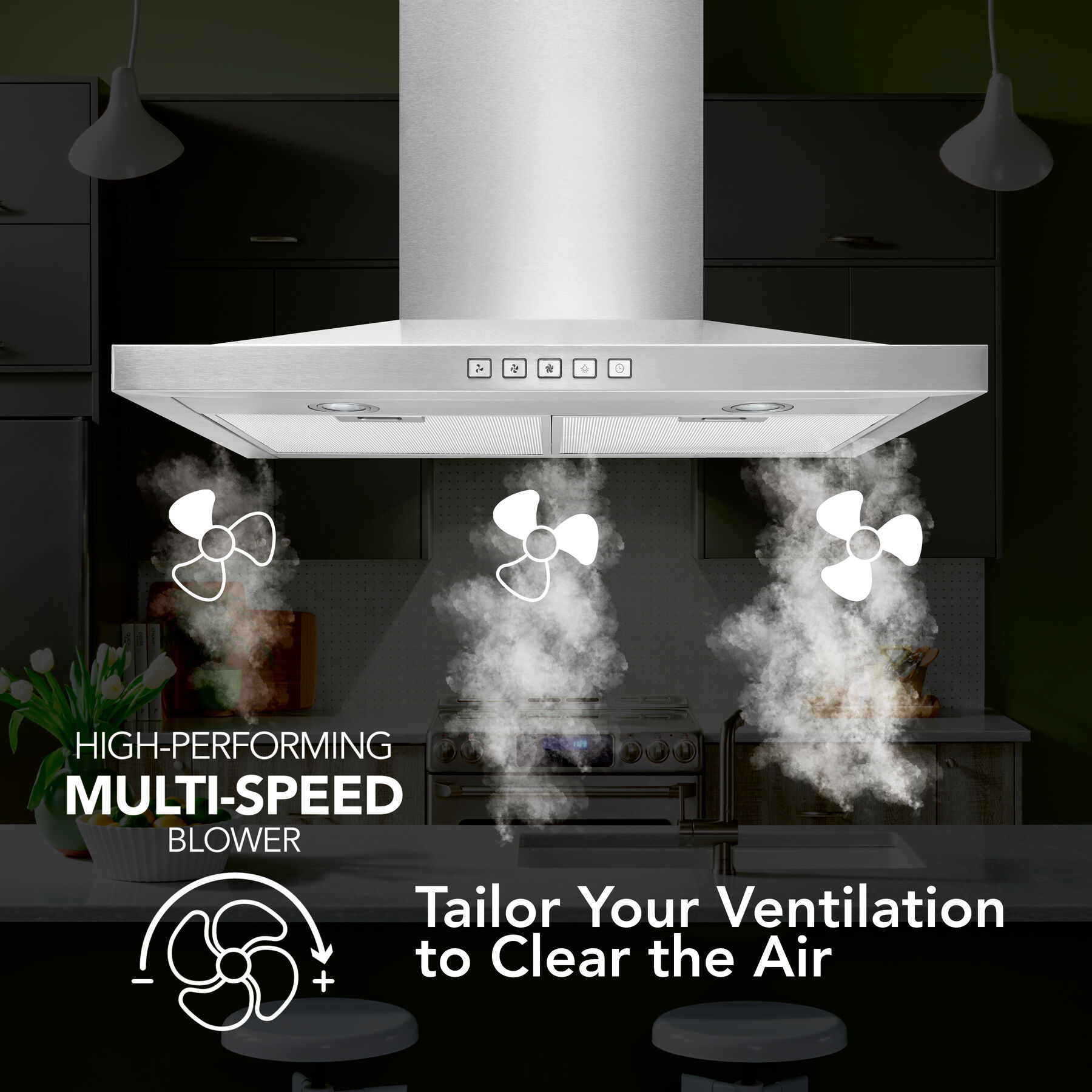 30-Inch Convertible Wall-Mount Low Profile Pyramidal Chimney Range Hood, 450 Max CFM BWS1304SS