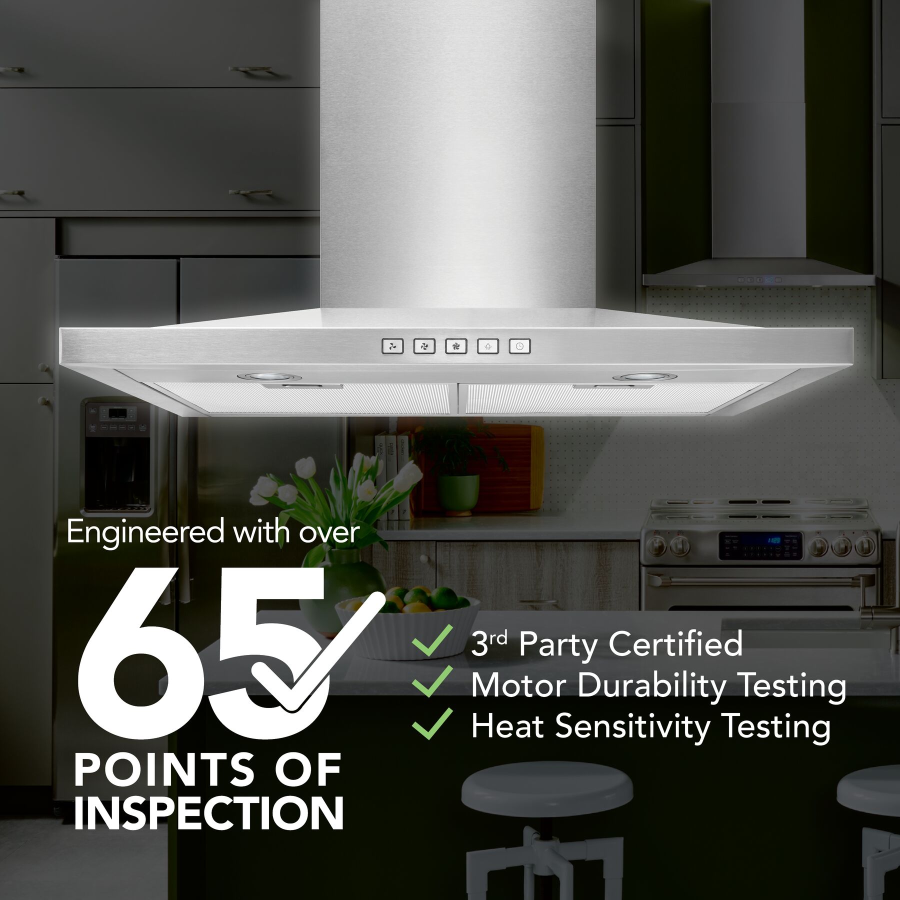 30-Inch Convertible Wall-Mount Low Profile Pyramidal Chimney Range Hood, 450 Max CFM BWS1304SS