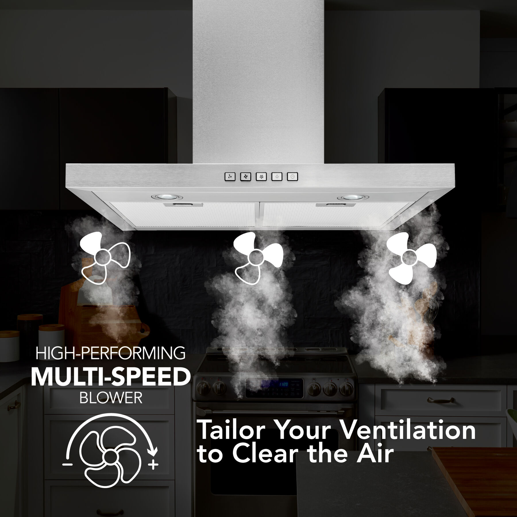 30-Inch Convertible Wall-Mount T-Style Chimney Range Hood, 450 Max CFM BWT1304SS